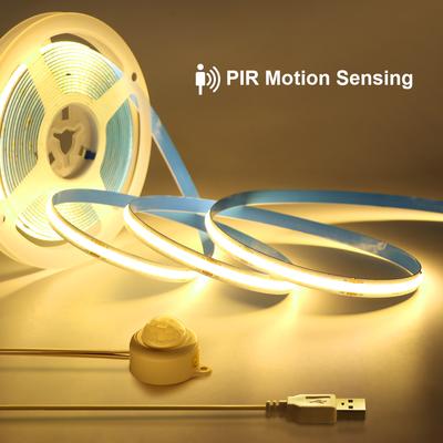 Светодиодная лента 5 В USB COB с датчиком движения PIR 320 светодиодов/м, гибкая светодиодная лента для лестницы, шкафа, кухни, ночника 1 м, 2 м, 3 м, 5 м