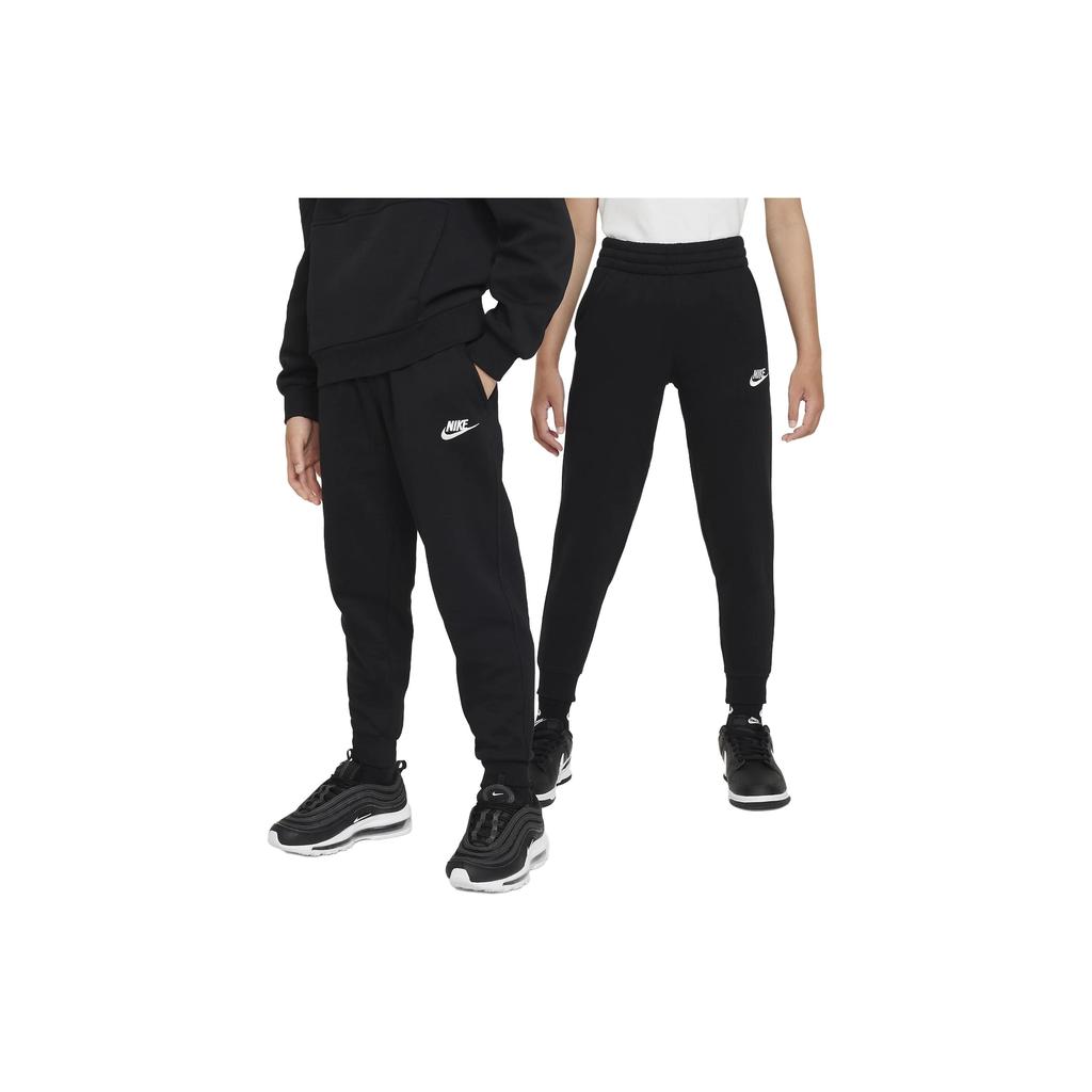 Nike Sportswear Club Fleece Logo Embroidered Elastic Waist Knit Joggers Kids Bottoms Black FD3008-010
