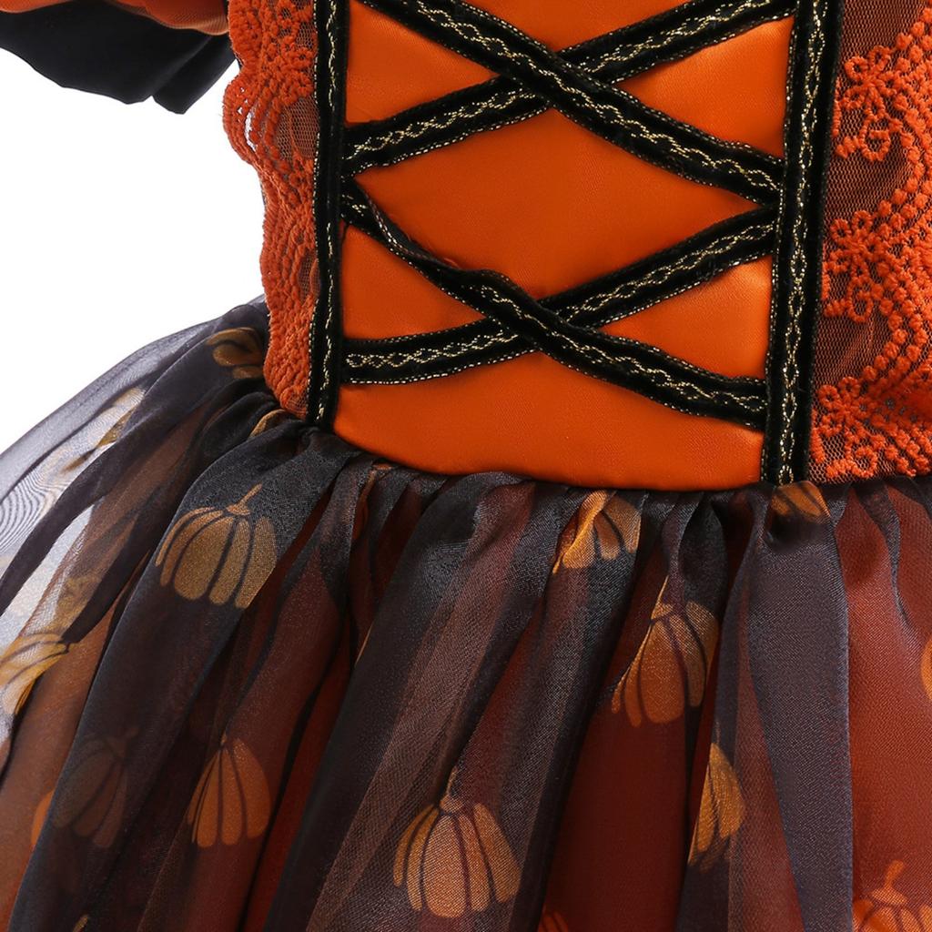 Halloween Girls Dress Printed Dress Witch Role Play Cosplay Costume Masquerade Costume