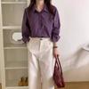 Weisong retro Hong Kong style purple shirt women's high-end sense new loose casual commuting versatile long-sleeved shirt