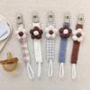 Plastic Flower Dummy Nipple Holder Plaid Embroidery Pacifier Clips Retro Baby Pacifier Chain  Girls