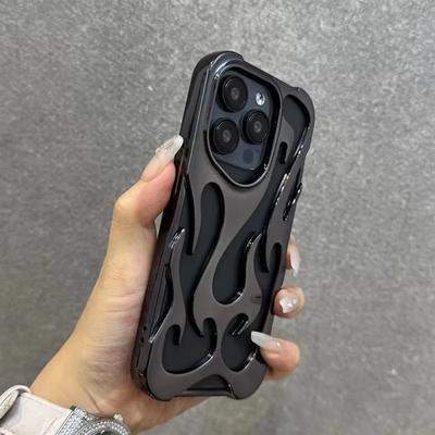 Новый чехол для телефона с 3D-рисунком пламени для iPhone 16 11 12 13 14 15 ProMax Plus Модный полый тонкий ударопрочный защитный мягкий чехол