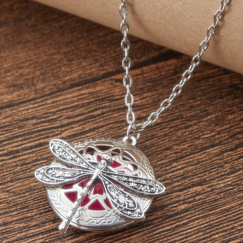 Винтажная цепочка с подвеской-стрекозой, открывающаяся, колье, уникальный подарок на День святого Валентина, идеальный аксессуар для женщин, подарок на Новый год