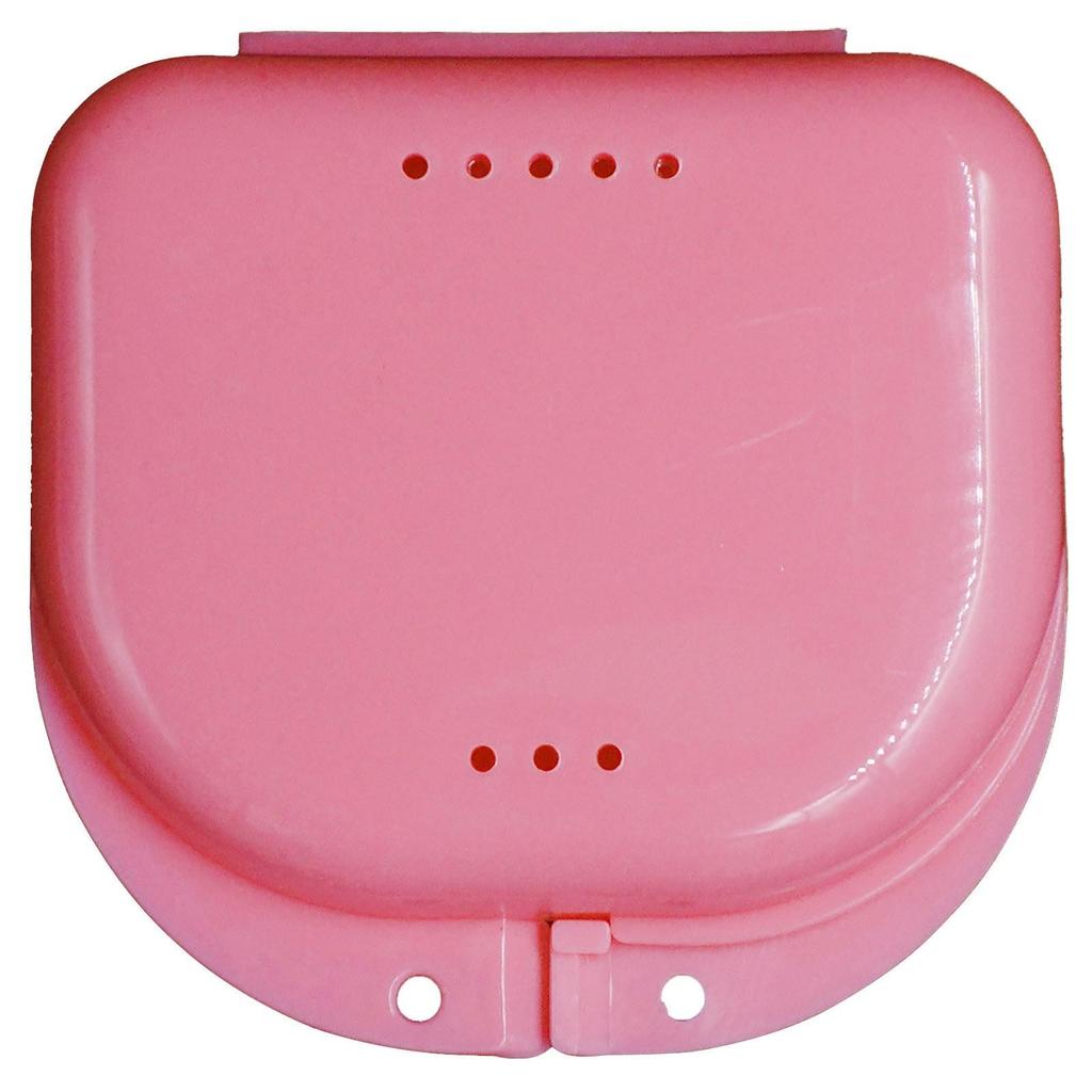 Компактный синий пластиковый контейнер для хранения и чистки зубных протезов с вентиляционными отверстиями