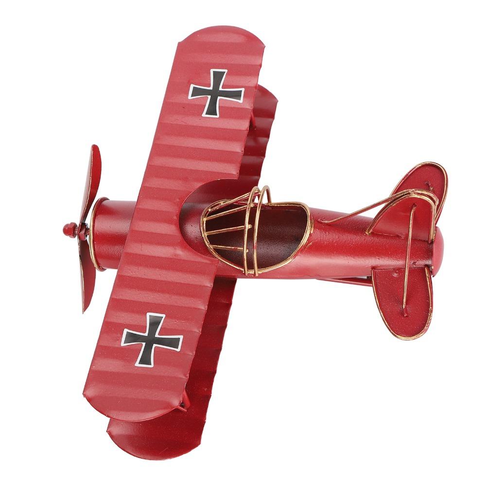 Wrought Iron Metal Biplane Ornament Moving Vintage Aircraft Decor  Home Decoration