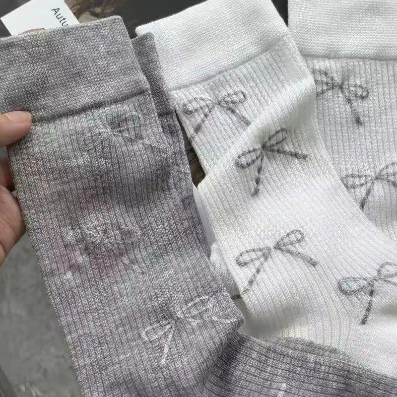 Новые дышащие балетные носки Miu Style Bow — женские, средней высоты, милый японский дизайн с ворсом на весну и осень