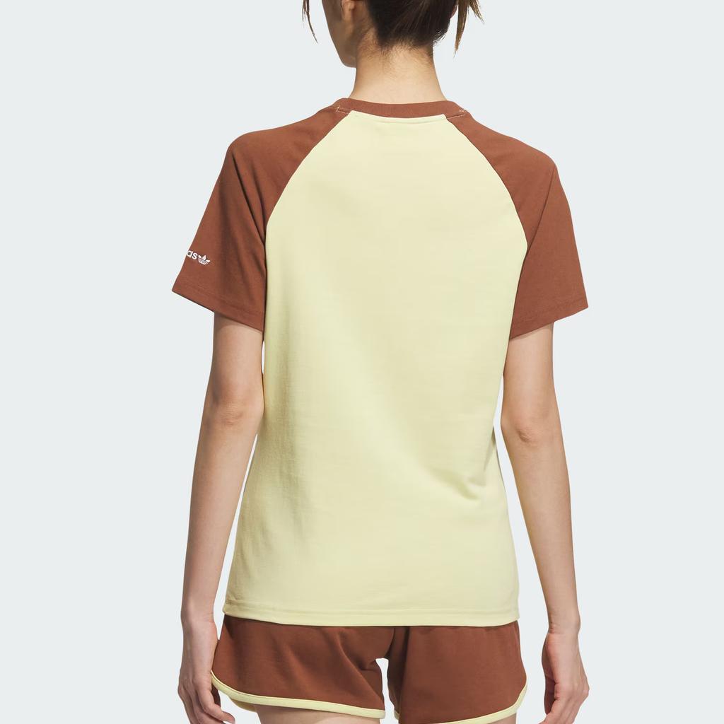 Adidas Originals Retro Camp Graphic Loose T-Shirt Women Powder-Yellow Soft-Brown JM8007