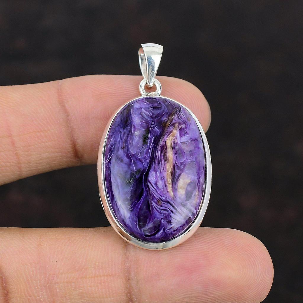 Charoite Pendant Top Quality Gemstone Pendant 925 Sterling Silver Pendant Charoite Handmade Jewelry Healing Stone Pendant Anniversary Gifts