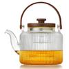 Pokaro Tea Teapot, Heat-Resistant Glass with Vertical Stripes, 1.1L Full Capacity, Includes Two Detachable Tea Strainers, Suitable for Steaming and