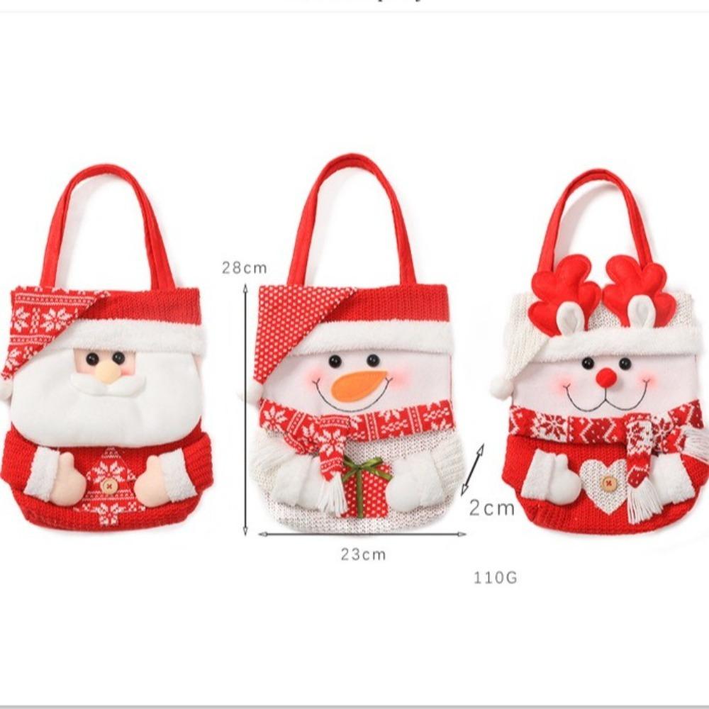 Cartoon Christmas Eve Apple Bag Handheld Xmas Candy Bag Christmas Tote Bags Xmas Ornaments