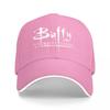 Buffy the Vampire Slayer Logo Baseball Cap Black with White Trim Classic Adjustable Hat for Fans of the Iconic TV Series