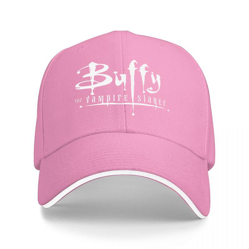 Buffy the Vampire Slayer Logo Baseball Cap Black with White Trim Classic Adjustable Hat for Fans of the Iconic TV Series
