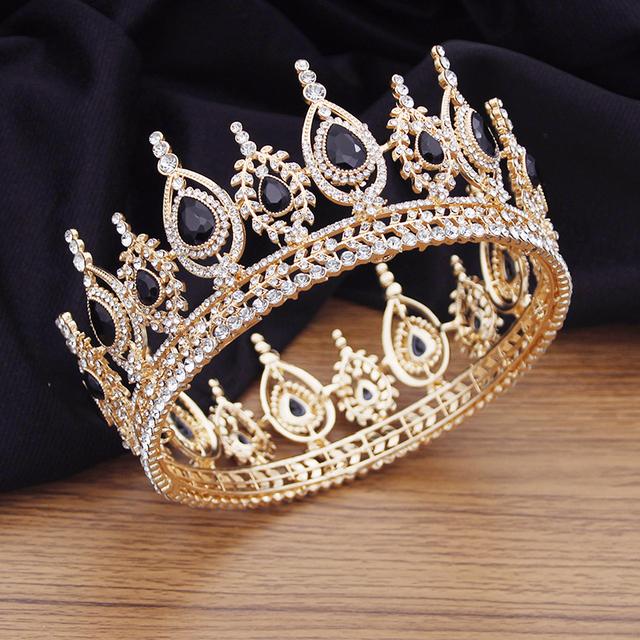 Royal Queen King Round Diadem Gorgeous Crystal Bridal Tiaras And Crowns Wedding Hair Jewelry Bride Head Ornaments Party Prom