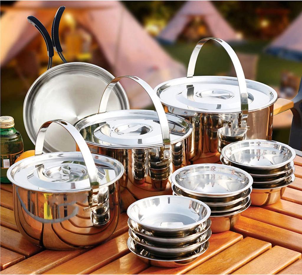 NANGGEAR Camp Cooker Set Bonfire BBQ Pot Set Плита из нержавеющей стали на 8 человек (Nanko Gear) НАН-МС-240