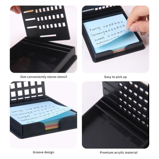 Держатель для липких заметок с 5 трафаретами 3" x 3" Диспенсер для липких подушечек