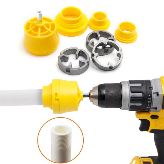 7/8Pcs/Set Electric Drill Pipe Threader Kit with 3 Die Sizes Professional Power