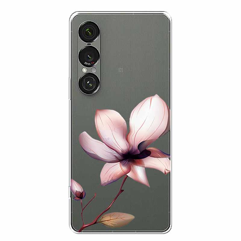 Прозрачный чехол с цветами для Sony Xperia 1 VII 5G, чехол-бампер из мягкого ТПУ-силикона для Sony Xperia1 VII, прозрачный чехол Sony1VII