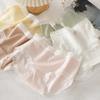 Cream Girl Underwear Sweet Lace Briefs Pure Cotton Skin Friendly Breathable Bag Hip High Elastic Mid Waist Underwear for Women Panties