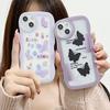 Transparent Wave Edge Painted Silicone Case for Xiaomi Redmi Note 10 11 12 iPhone 15 14 13 11 Samsung A54 A34 A24 Funda Black Colorful Butterfly Cover