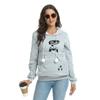 Women Sweatshirt Cat Printed Casual Top Hooded Large Pocket Pet Pullover