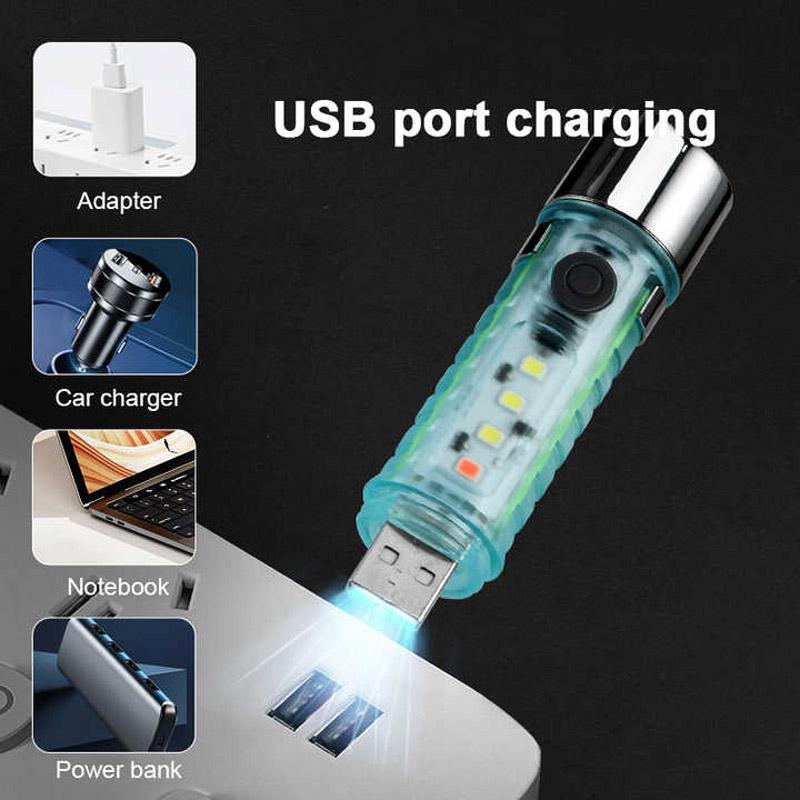 USB-фонарик Перезаряжаемый Портативный EDC Карманный фонарик 6 режимов Для улицы Туризма Кемпинга Мини-фонарик с магнитом на хвосте