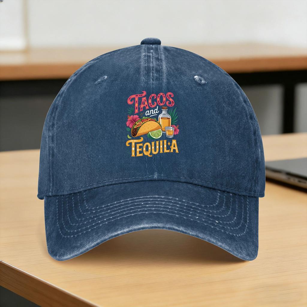 Summer Tacos And Tequila Baseball Cap Sun Sun Visor Design Washed Trucker Hat FeUnisex Unisex yk Funny Running Hippie Snapback Cap