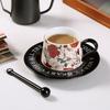 Light Luxury High-End Coffee Cup And Saucer Set, Gesang Flower Ceramic Cup, Niche Girls Gift, Afternoon Tea Flower Teacup