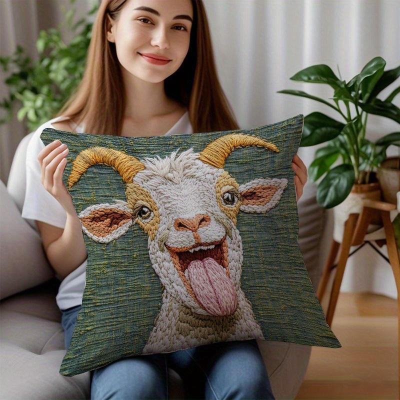 1/4 шт. Забавные наволочки для подушек с козами, декоративные чехлы для подушек в стиле кантри с животными для домашнего дивана, диванной подушки