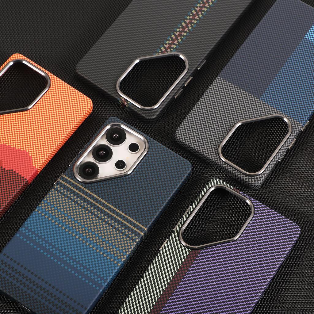 Деловой Тонкий Чехол с Рисунком из Кевлара и Углеродного Волокна Для Samsung Galaxy S26 Ultra S25 S24 S23 S22 Plus Для Magsafe Кожа-дружелюбная Крышка