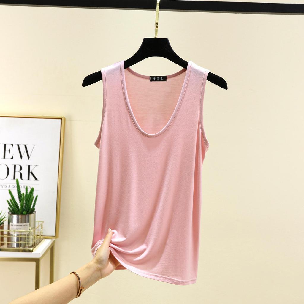 6XL Свободный жилет с овальным вырезом, эластичный, летний, из модала, модный, универсальный, большого размера, базовая рубашка, нижняя часть с изогнутым краем, женский топ