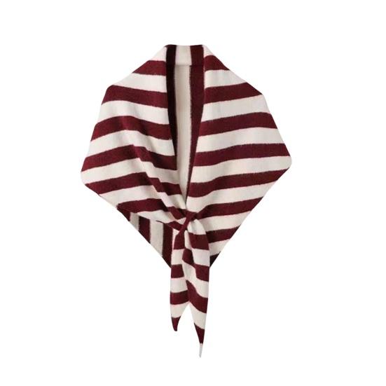 Women Knitted Shawl Wrap Striped Print Cardigan Cape Wool Cashmere Scarf Comfortable Ladies Accessory