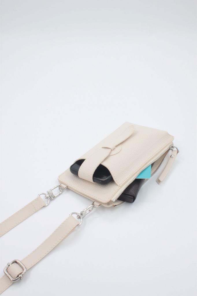 Women's Stylish and Useful Shoulder Bag Tan Rolax Zippered Two-Compartment Multi-Purpose Phone Bag