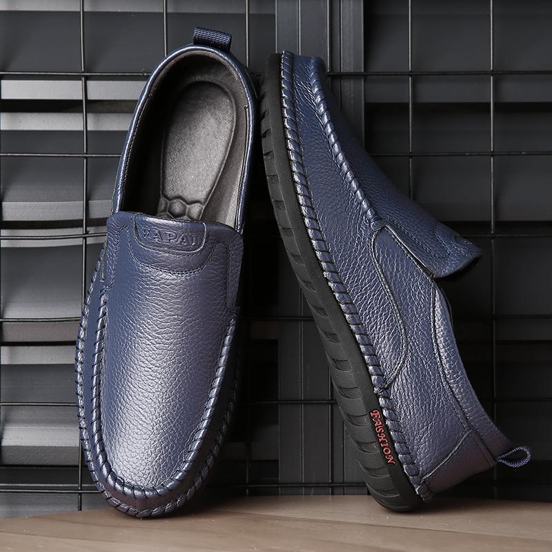 Высококачественная кожаная мужская повседневная обувь, дышащие мужские мокасины, итальянские люксовые брендовые формальные мужские туфли, туфли для вождения без застежек