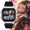 Серия Demon Slayer Японские часы Nezuko 2D хронограф Крутые наручные часы, часы-будильник, водонепроницаемые электронные часы