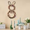 Yousheng Easter Bunny Wreath with Pastel Eggs Artificial Twig Wreath with Burlap Bow Spring Rabbit Shaped Door Wreath for Front Door Decor