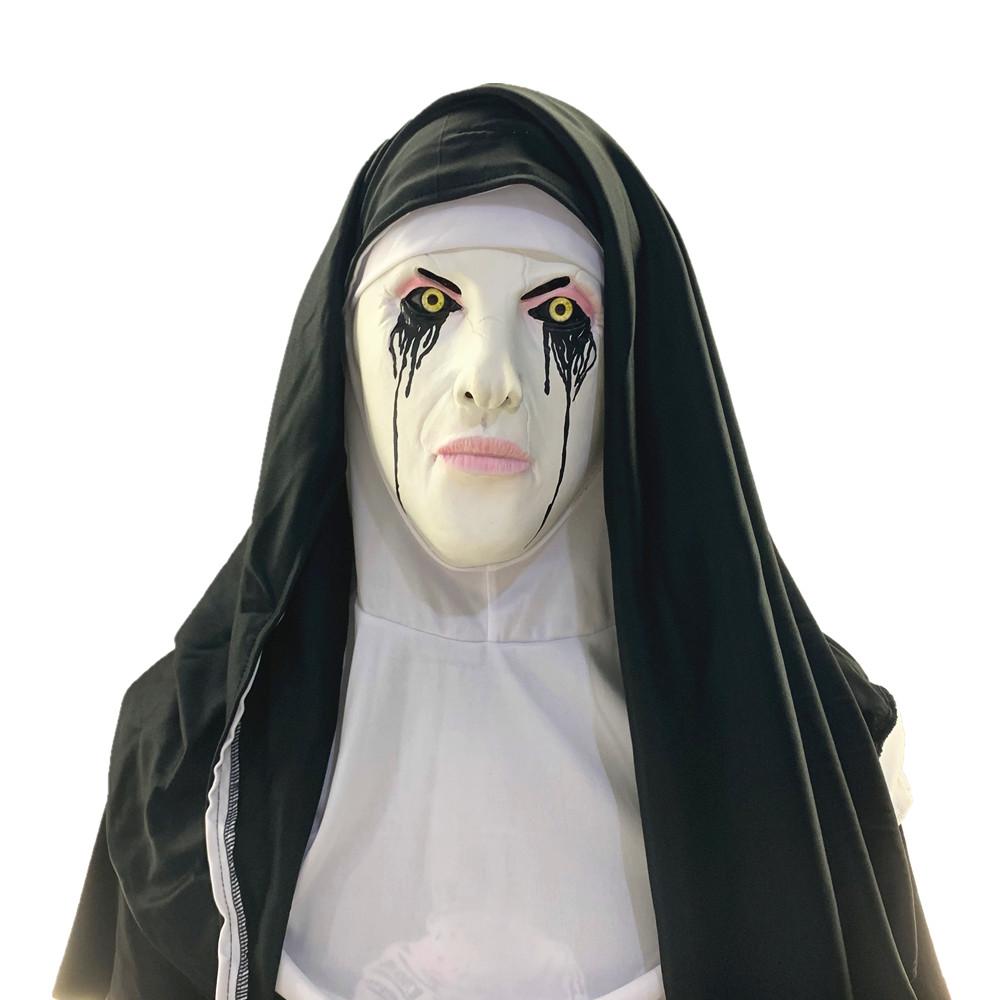 Horror Nun Latex Mask Halloween Haunted House Party Costume Cosplay Accessories