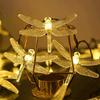 Solar Dragonfly String Light 50LED Garden Stake Lights Waterproof Outdoor Twinkle Fairy Lights for Trees Patio Fence Christmas Decor