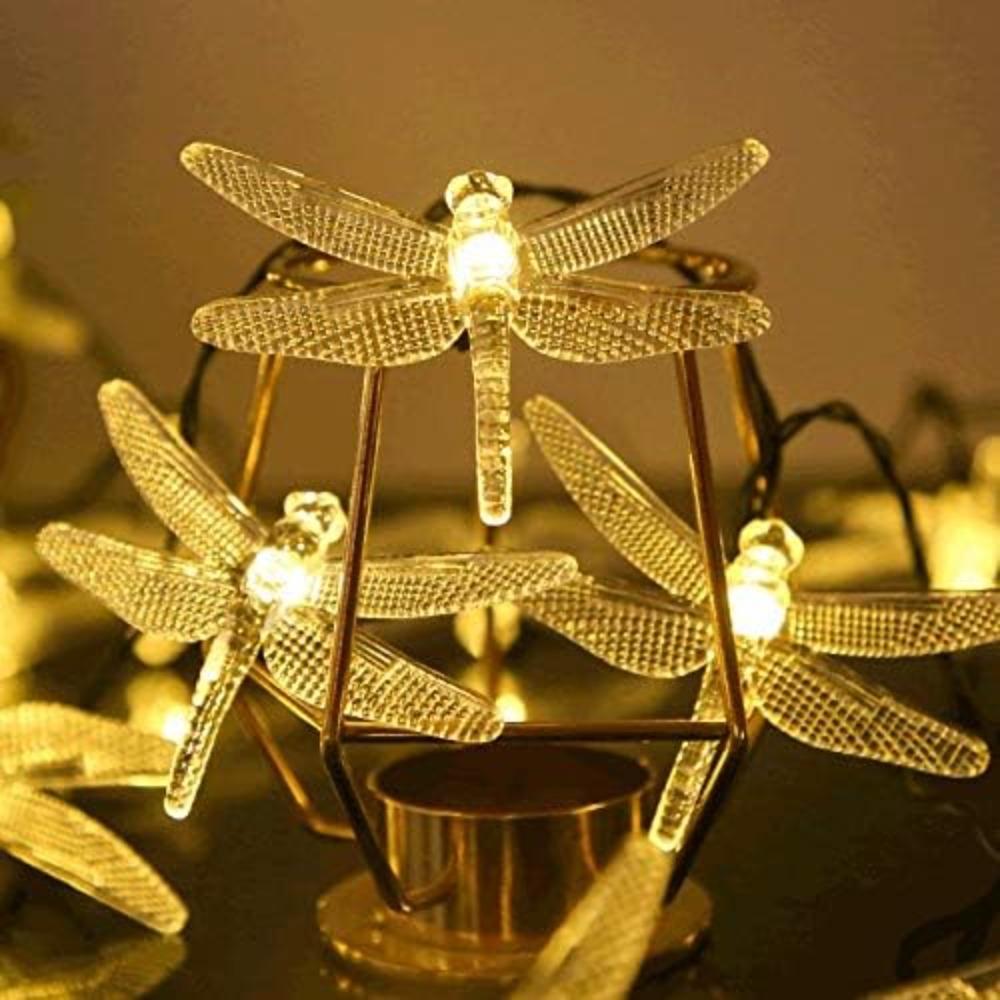 Solar Dragonfly String Light 50LED Garden Stake Lights Waterproof Outdoor Twinkle Fairy Lights for Trees Patio Fence Christmas Decor