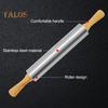 Stainless Steel Rolling Pin for Baking Pizza Dough Bread Pie Pastry Rollers with Wooden Handles Adjustable Thickness Kitchen Tools