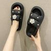 Модные женские тапочки, пляжные шлепанцы с цветочным принтом, шлепанцы с толстой подошвой для ванной комнаты, нескользящие, летние сандалии для пар Zapatos Muje 2024 года