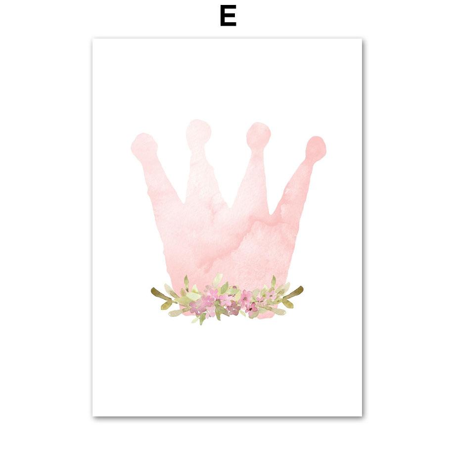 Розовая принцесса, бабочка, единорог, корона, имя на заказ, настенное искусство, холст, живопись, постеры и принты, фотографии для девочек, декор для детской комнаты