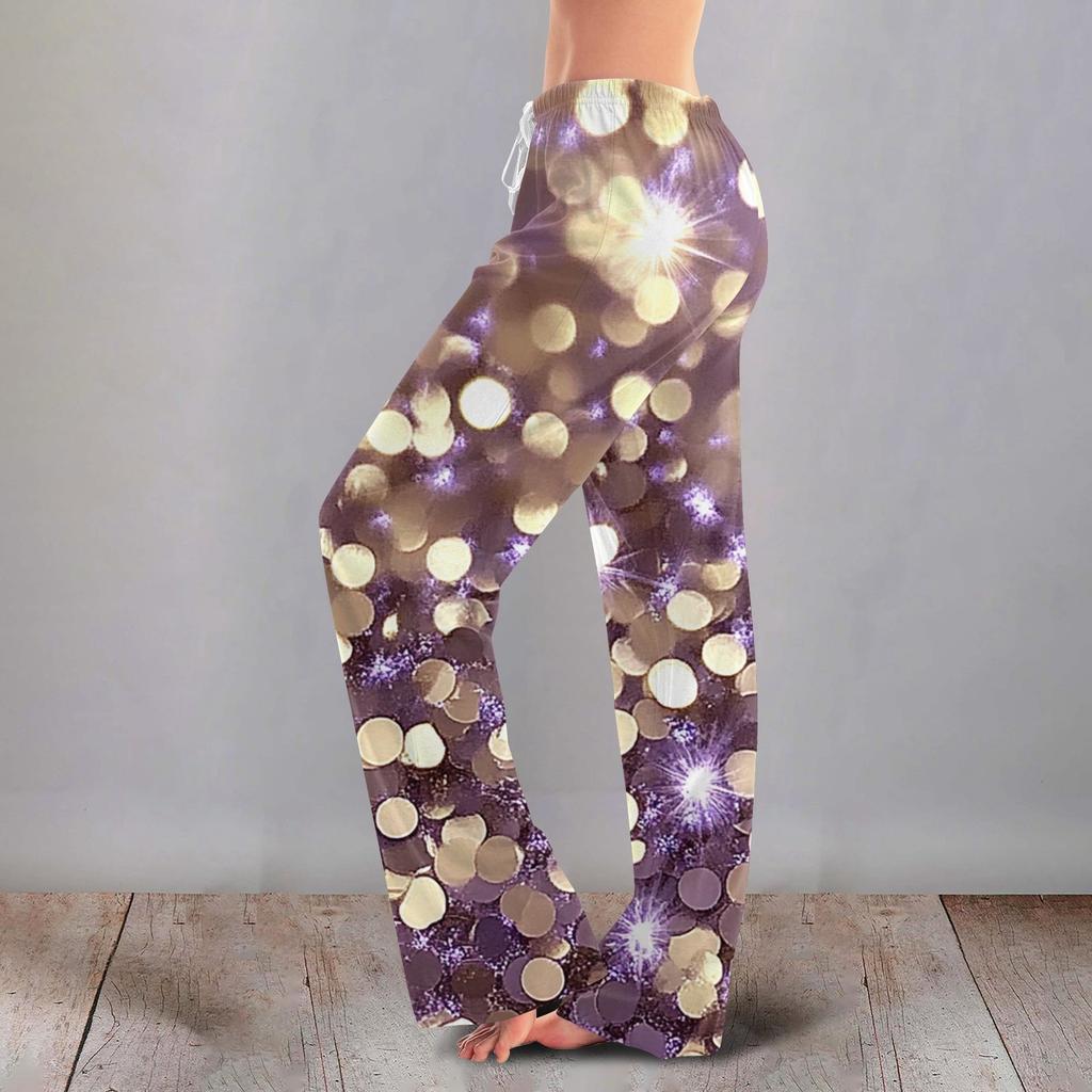 Женские милые брюки с цветочным принтом на завязках, повседневные пижамные брюки