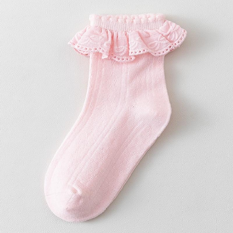 Kids Girl Sock Princess Ruffle Solid Color Calf Sock for Baby Girl Spring Autumn Cotton Soft Frilly Children Girl Sock Clothes