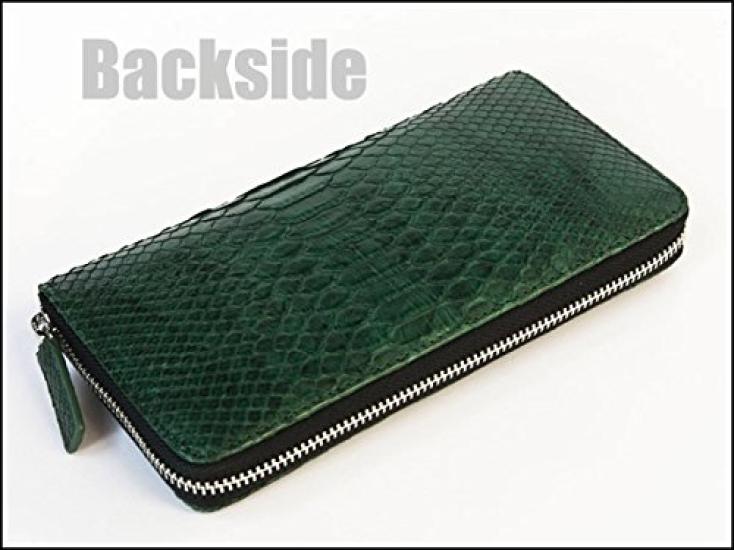 Godin Diamond Python Zip-Around Long Wallet (sppw8005cpmD.Green, Dark Green) [Snake Leather Wallet][Men's Long Wallet][Single Zip-Around Long