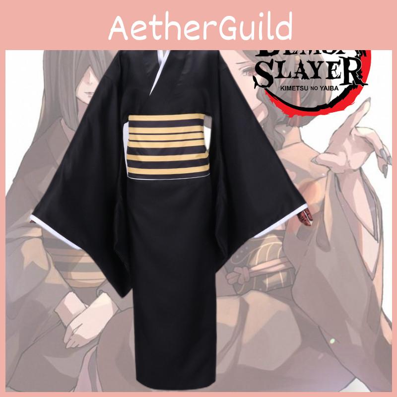 Изысканный костюм кимоно Мицури Канродзи для поклонников аниме Высококачественная ткань из полиэфирного волокна в тематике «Истребителя демонов»