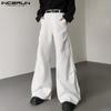 Men Zip-up Pockets Flare Pants Casual Long Trousers