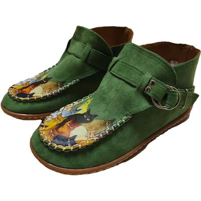 Модные женские туфли на плоской подошве с круглым носком, лоферы с пряжкой, женские ботильоны, женская повседневная обувь