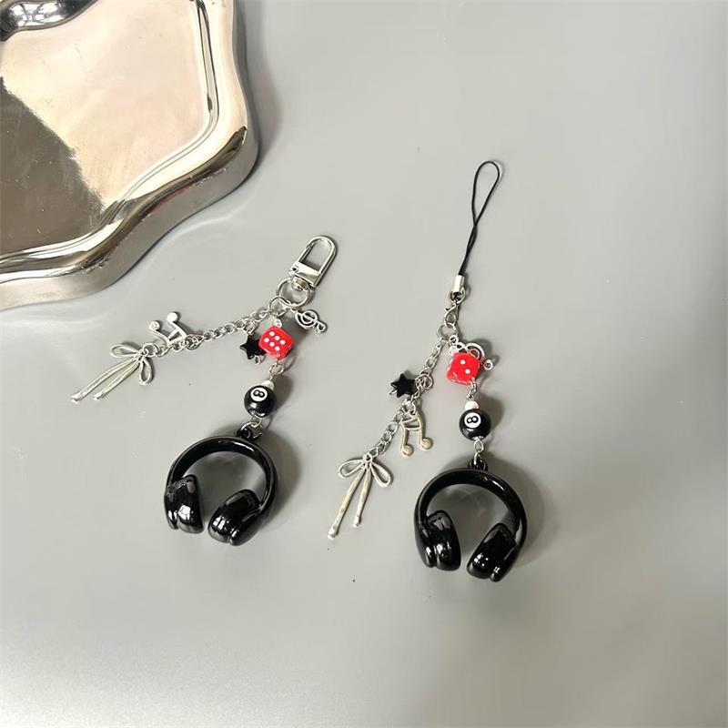 Милый брелок-подвеска в форме музыкальных наушников, цепочка для телефона, шарм-бантик для рюкзака, модный женский аксессуар для сумки, парный подарок