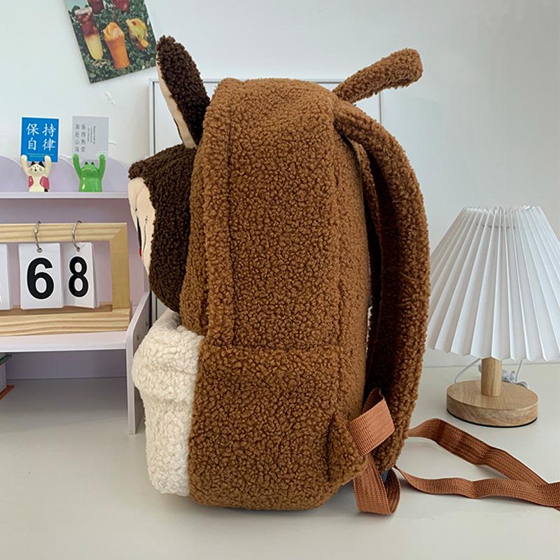 LABUBU Мультяшная сумка-кампус Плюшевая сумка Милый рюкзак из овечьей шерсти Большой вместимости Легкий Износостойкий рюкзак KTY