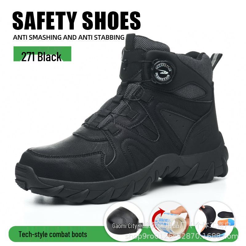 Comfortable Anti-Slip High-Top Work Safety Shoes: Puncture-Resistant, Anti-Smash Leather with Standing Support